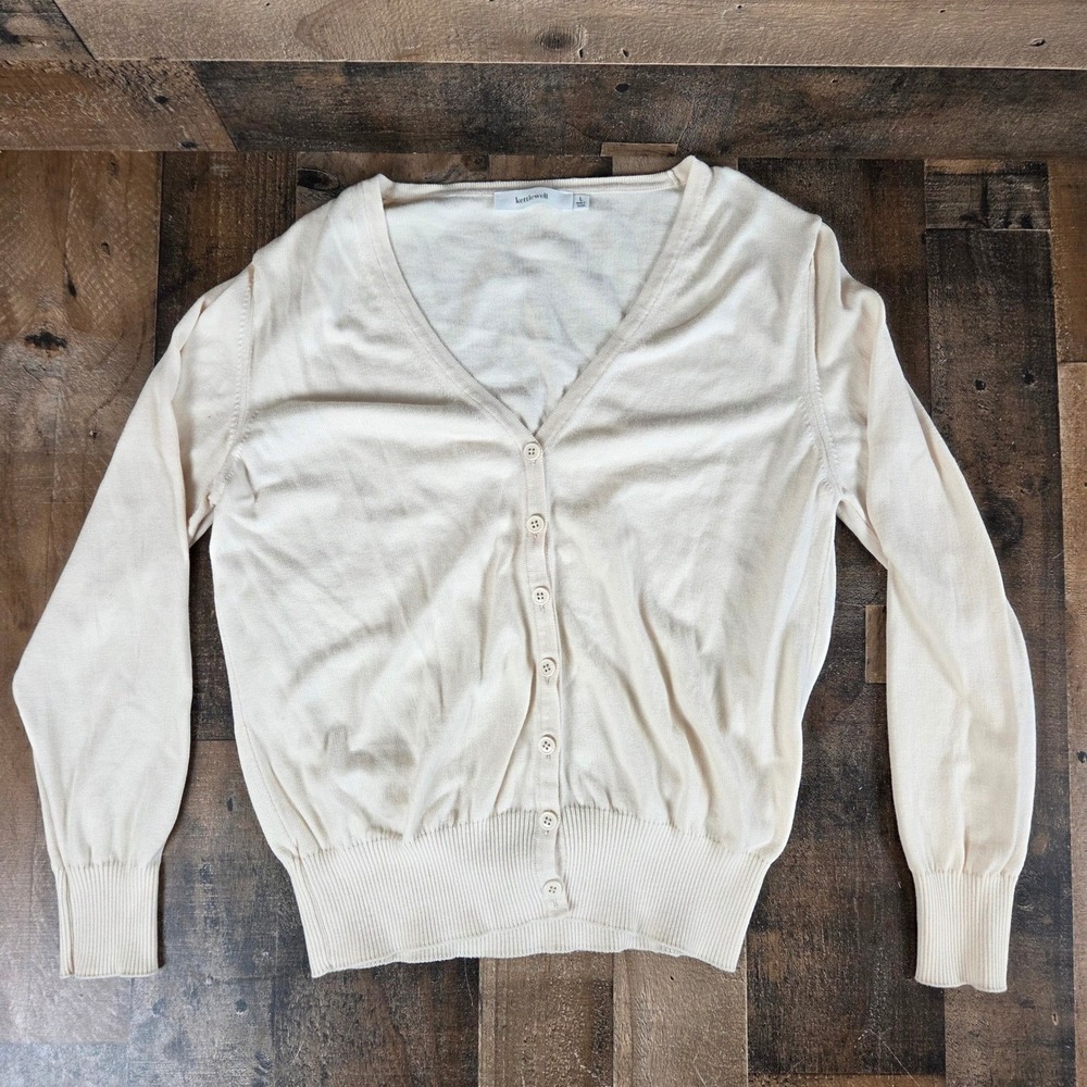 Kettlewell Women Large Buttercream Cosmo Organic Cotton Knit Italy Cardigan